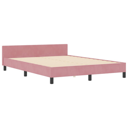 Roze Fluwelen Bedframe 140X190 Cm Crème