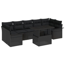 8-Delige Tuinbankset Met Kussens Zwart Poly Rattan
