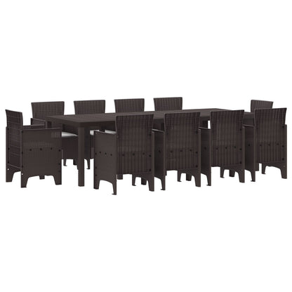 11 Delige Tuin Eet Set Met Kussens Bruin Poly Rattan