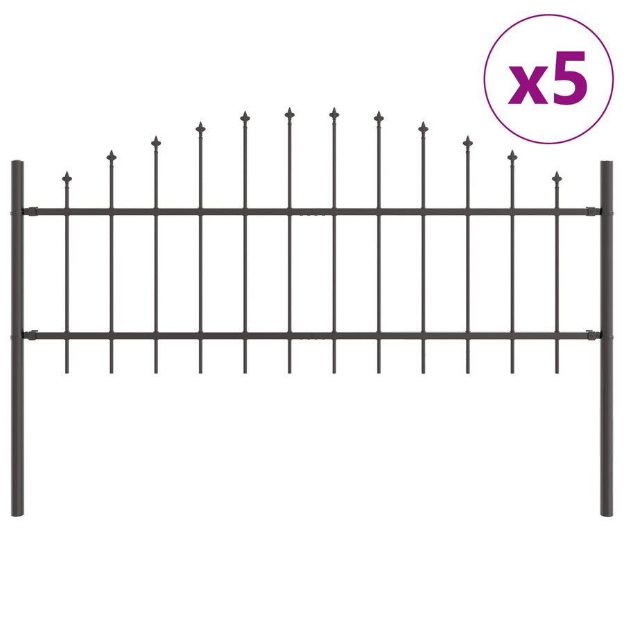 Tuinafscheiding Met Hoepel Top 8,5X0,75 M Staal Grijs 8.5 m 50-75 cm