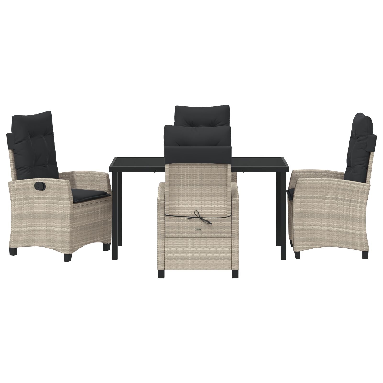 5 Delige Tuinset Met Kussens Lichtgrijs Poly Rattan