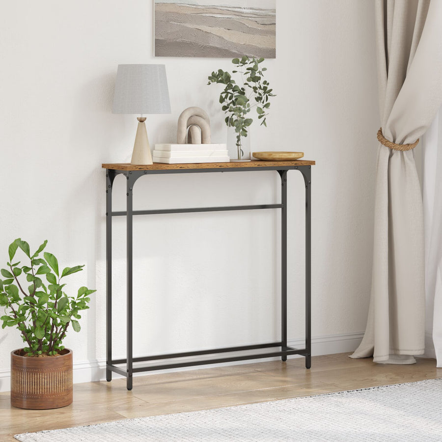 Console Tafel Oude Hout 75X19,5X75 Cm Gefabriceerd Hout En Staal Oud hout