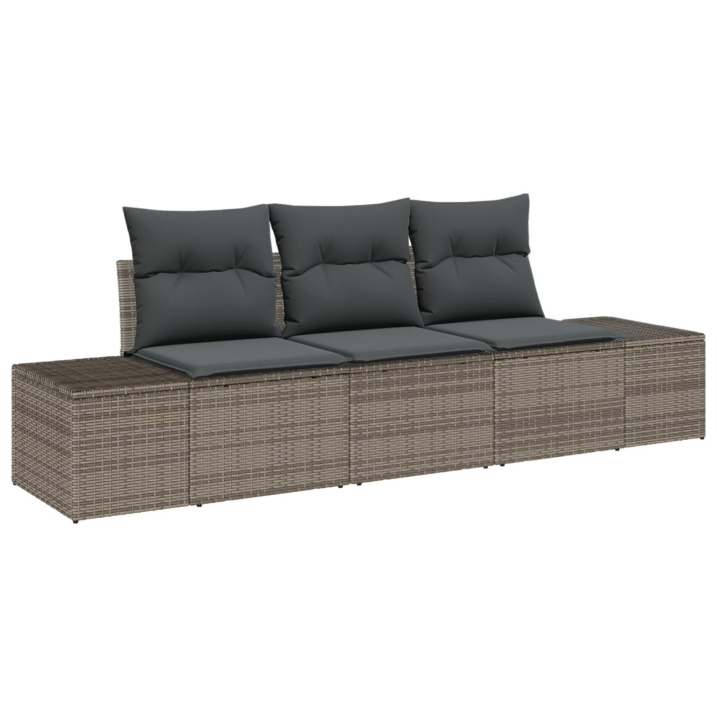 3-Delige Tuinsofa Set Met Kussens Grijs Poly Rattan