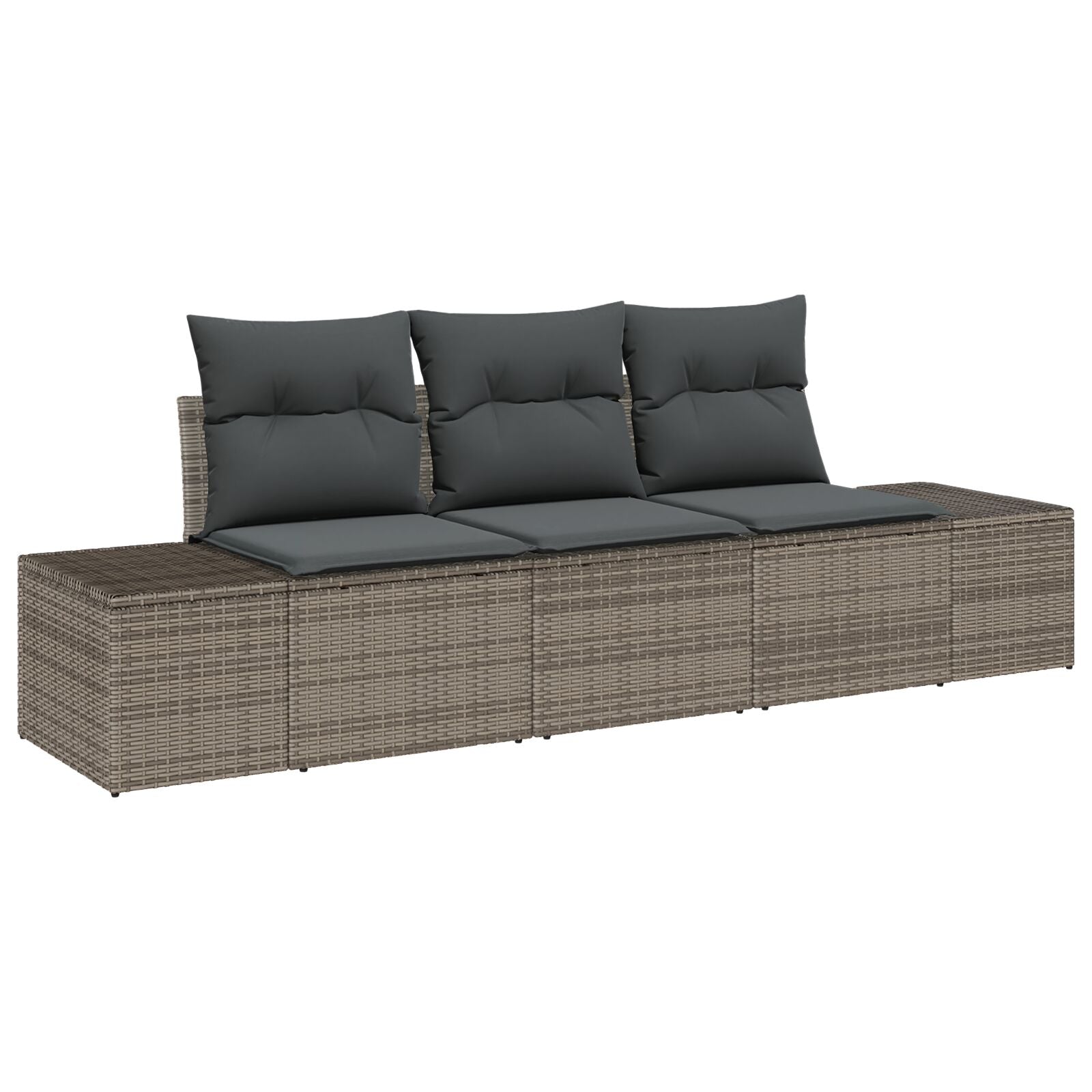 3-Delige Tuinsofa Set Met Kussens Grijs Poly Rattan