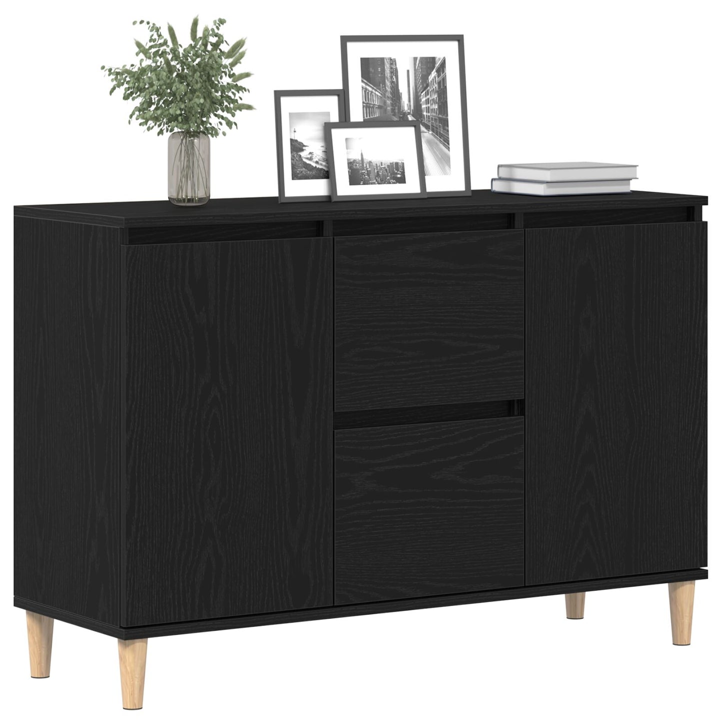 Dressoir Zwart Eiken 101X35X60 Cm Geengineerd Hout