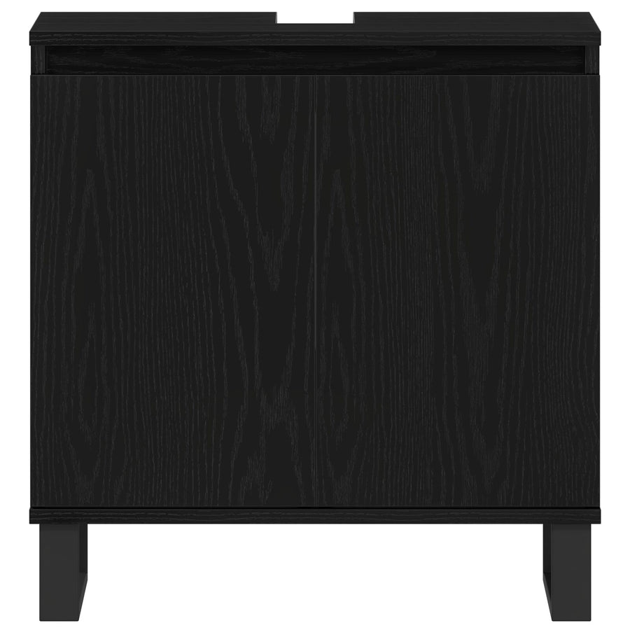 Badkamer Wastafel Kast Zwart Eik 58X33X60 Cm Gelaagd Hout