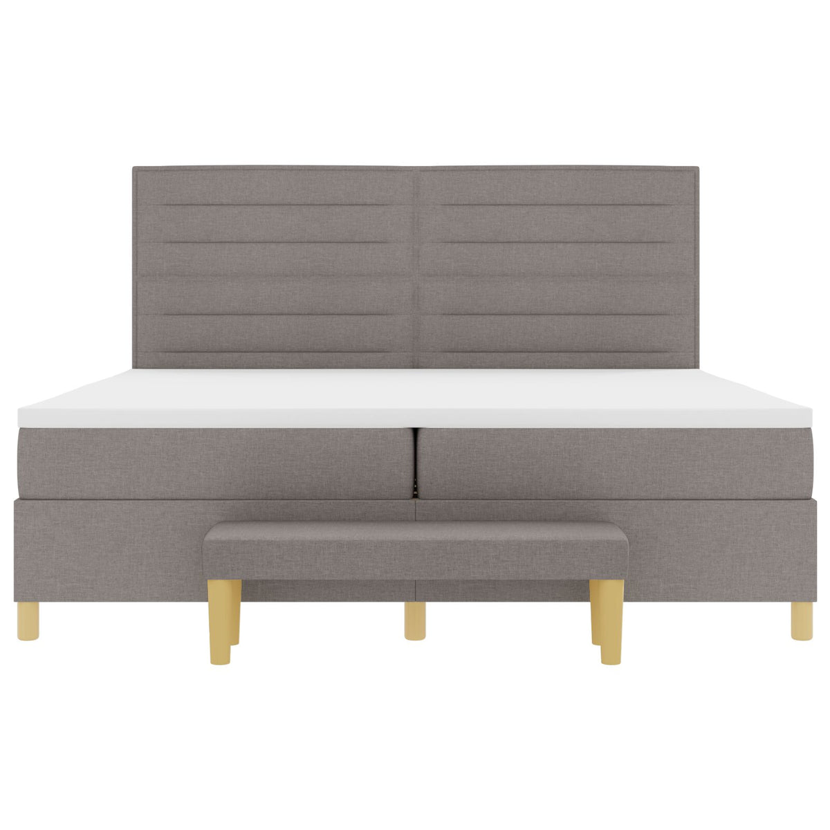 Boxspringbed Met Matras & Bank Stof Taupe 200 x 200 cm Lijnen ontwerp