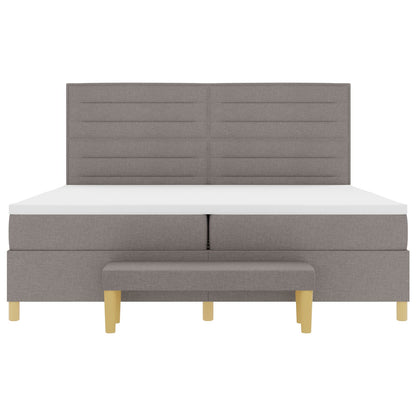 Boxspringbed Met Matras & Bank Stof Taupe 200 x 200 cm Lijnen ontwerp