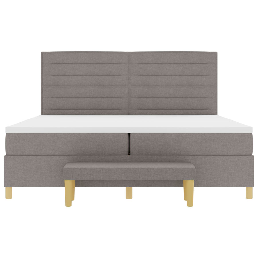 Boxspringbed Met Matras & Bank Stof Taupe 200 x 200 cm Lijnen ontwerp