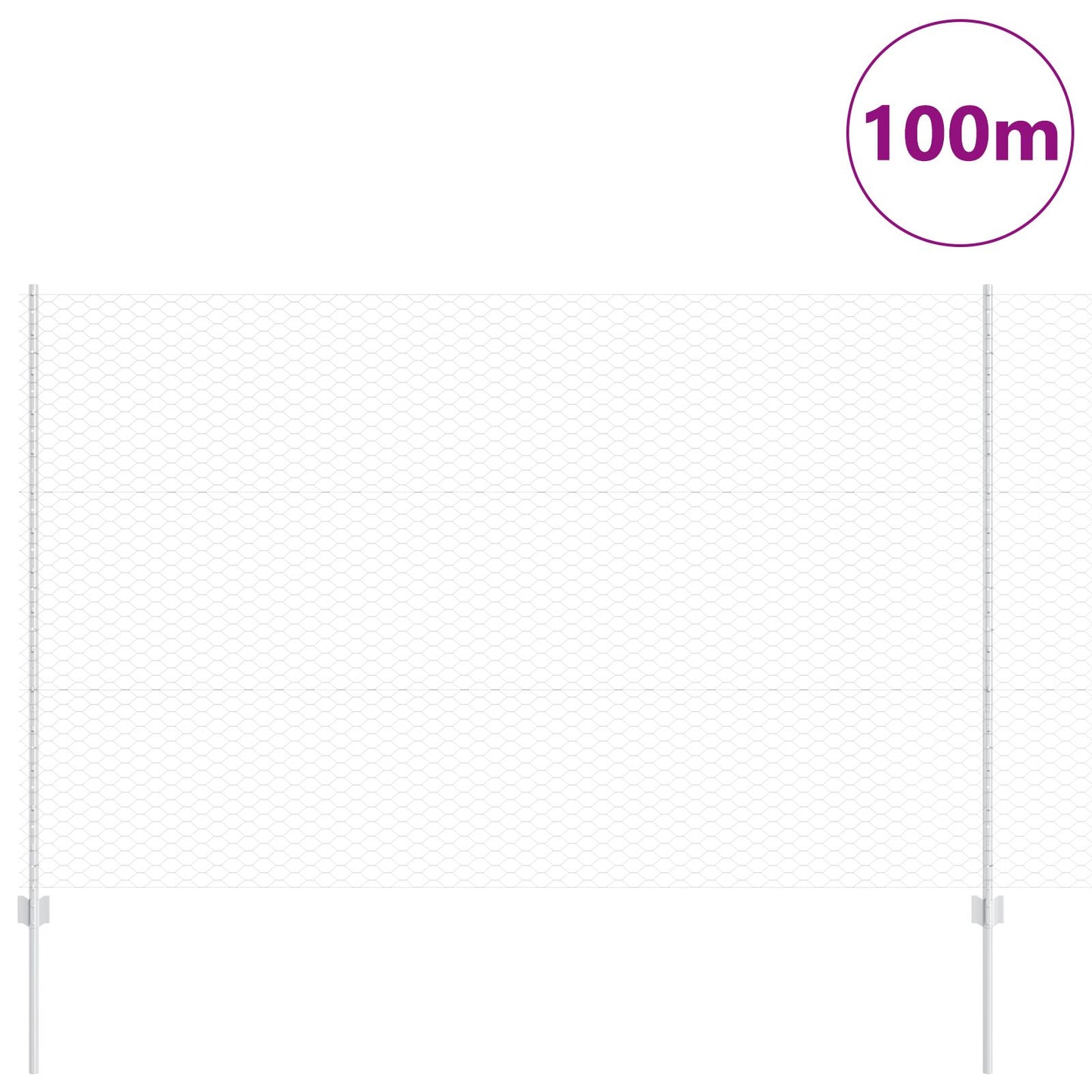 Hekpalen 22 Stuks U-Kanaal 150 Cm Gegalvaniseerd Staal,  Hexagonaal Hek 1,5X100 M Gegalvaniseerd Staal