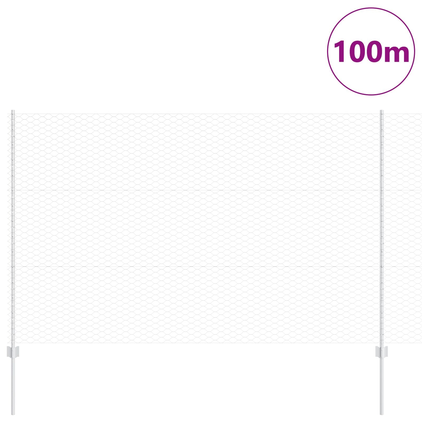 Hekpalen 22 Stuks U-Kanaal 150 Cm Gegalvaniseerd Staal,  Hexagonaal Hek 1,5X100 M Gegalvaniseerd Staal
