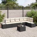 Loungeset poly rattan 7-delig zwart crème