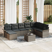 Loungeset poly rotan 8 personen grijs
