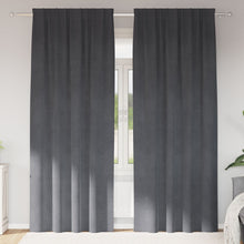 Zwart-Out Gordijnen Met Bovenband 2 Stuks Super Velours Lichtgrijs 140 x 260 cm met ingenaaide band