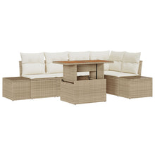 6-Delige Tuinbankset Met Kussens Beige Poly Rattan