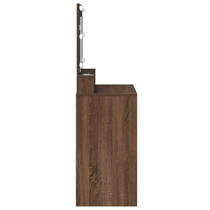 Kaptafel Met Led-Verlichting Bruin Eiken 79 x 41 x 135 cm