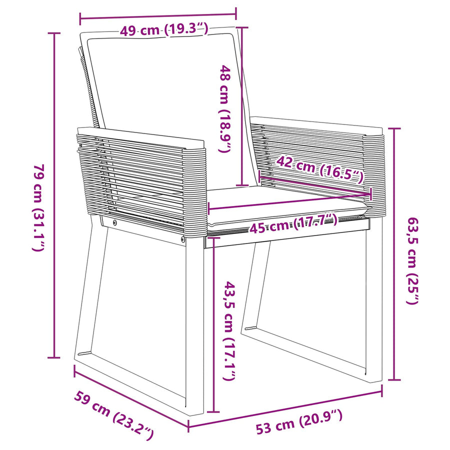 5-Delige Tuin Eetset Met Kussens Zwart Poly Rattan