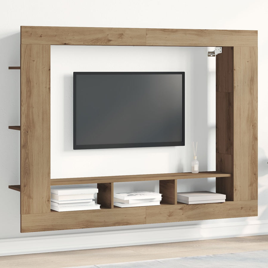 Tv-Kast Aan De Muur Artisan Eiken 152X22X113 Cm Ambachtelijk Eiken