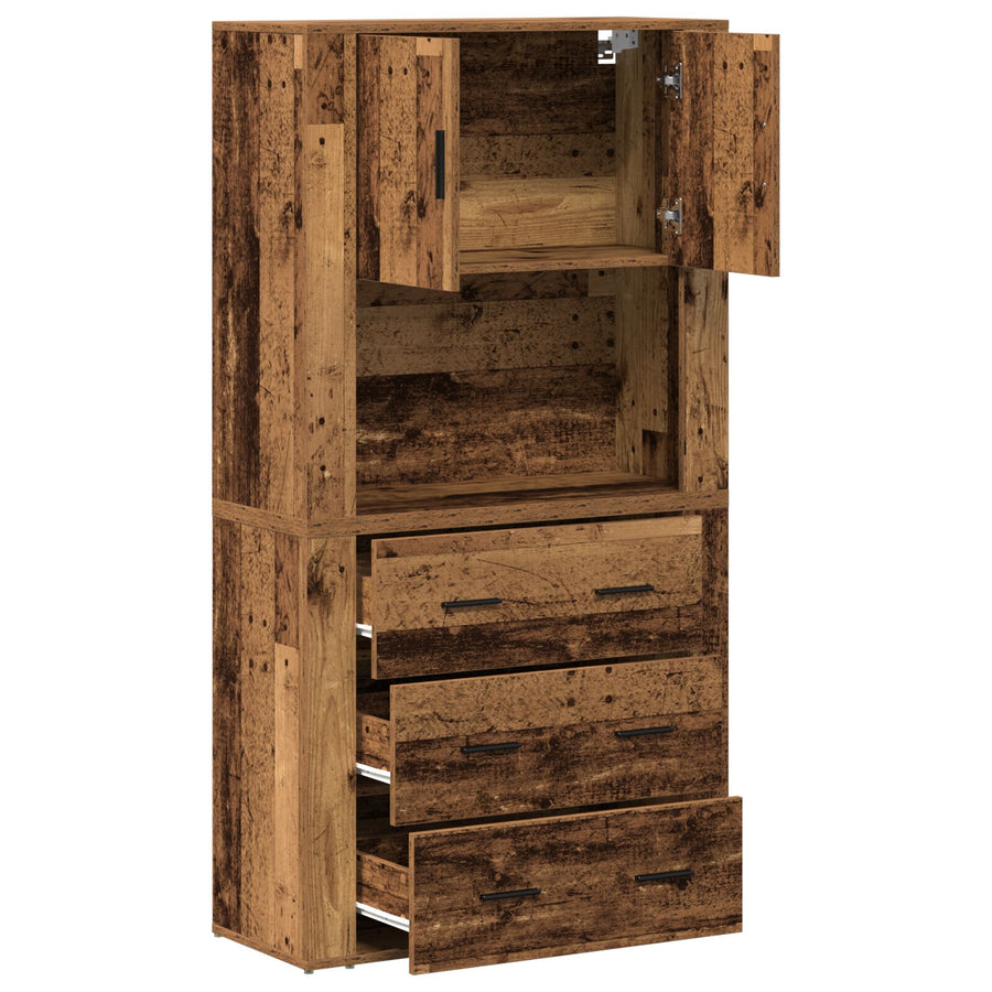 Highboard 80X33X150 Cm Gelaagd Hout Oud hout