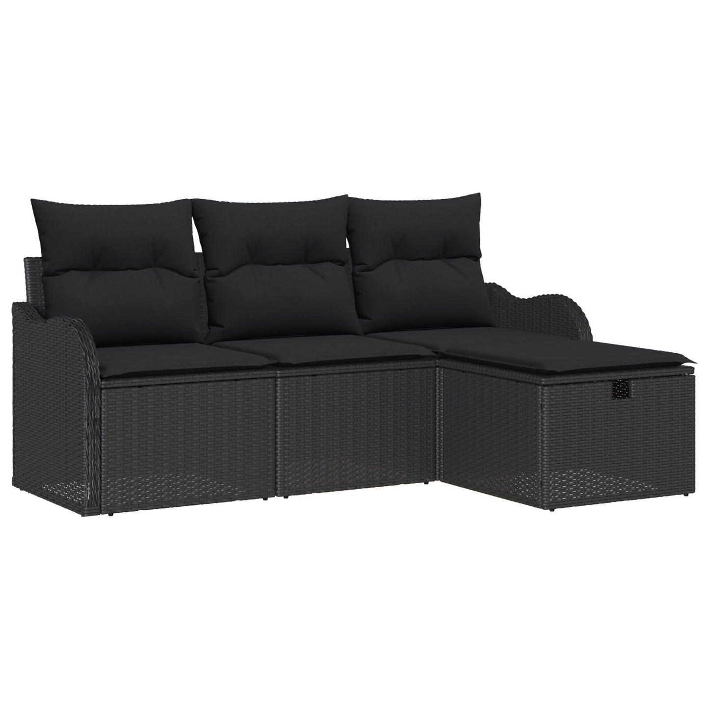 4-Delige Tuin Sofa Set Met Kussens Zwart Poly Rattan, 2-Zits Tuin Sofa Met Opslag & Kussens Zwart Poly Rattan Wit