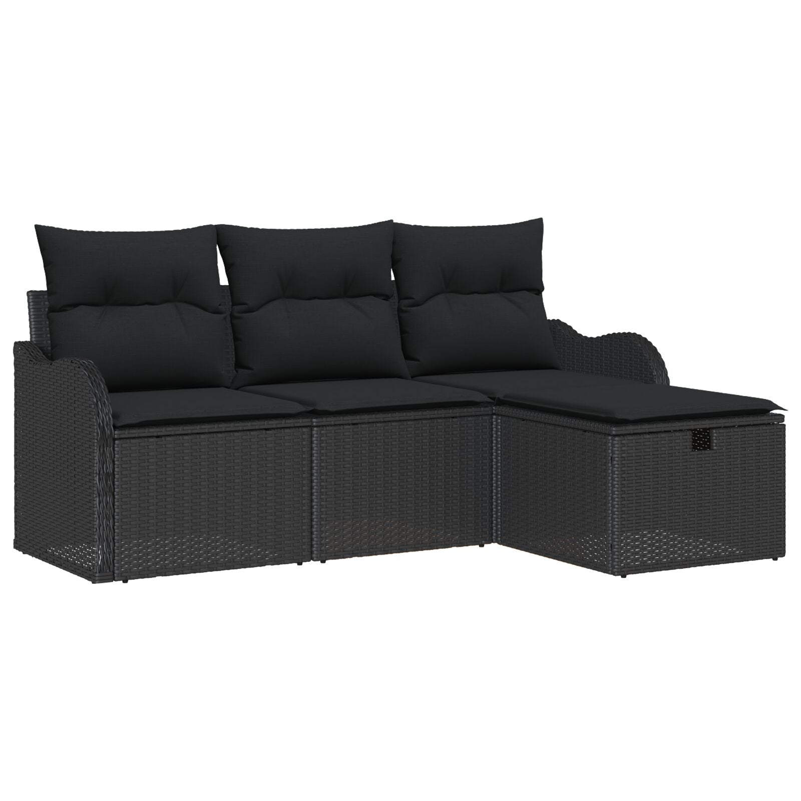 4-Delige Tuin Sofa Set Met Kussens Zwart Poly Rattan, 2-Zits Tuin Sofa Met Opslag & Kussens Zwart Poly Rattan Wit
