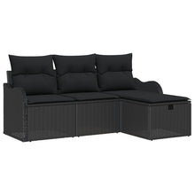 4-Delige Tuin Sofa Set Met Kussens Zwart Poly Rattan, 2-Zits Tuin Sofa Met Opslag & Kussens Zwart Poly Rattan Wit