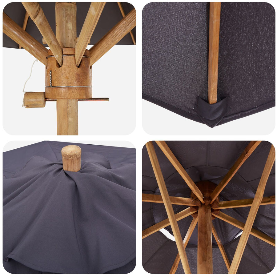 Tuinparasol 270X260 Cm Bamboe 270 x 270 x 260 cm Donkergrijs