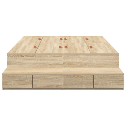 Opslagbedframe Sonoma Eik 120X200 Cm Artisanaal Eiken