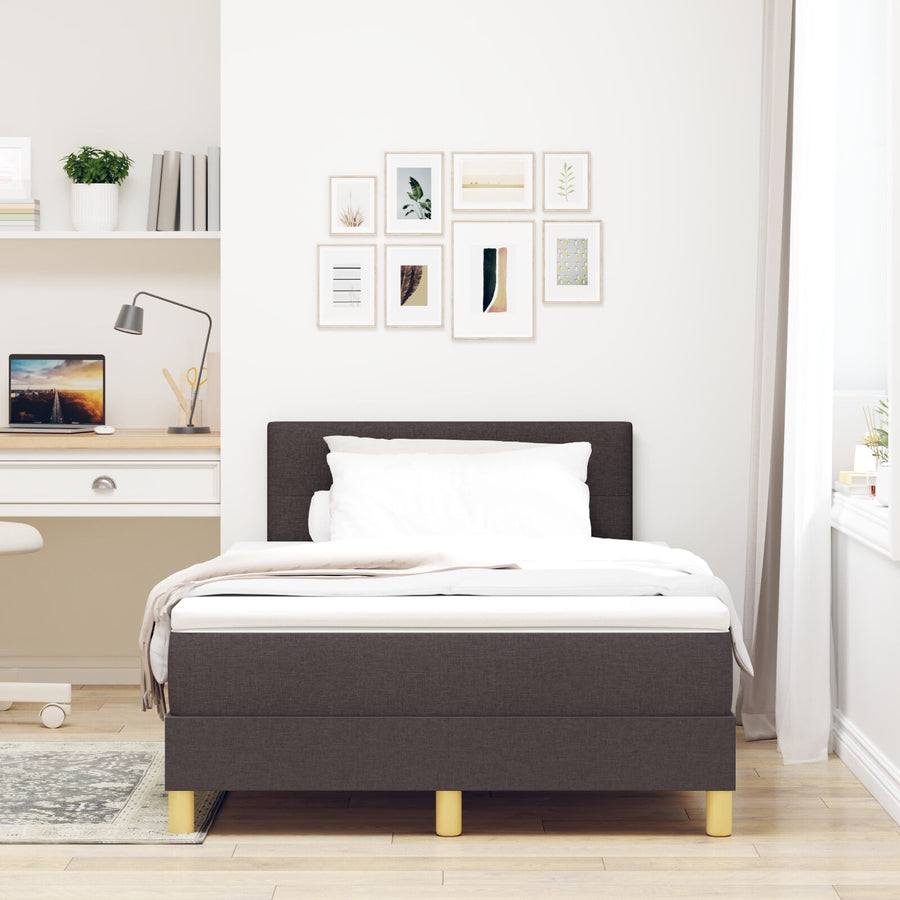 Boxspringbed Met Matras Stof Donkerbruin 120 x 200 cm Knopen met knopen