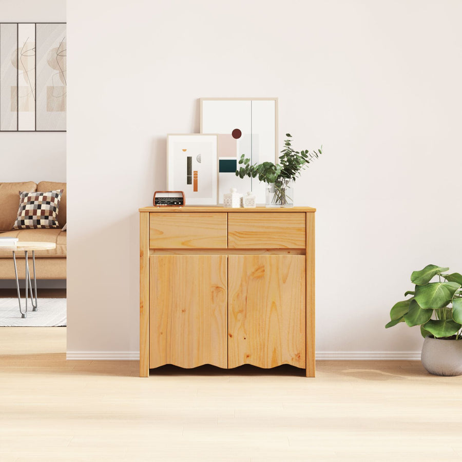 Dressoir ""Drammen"" 79X43X75,5 Cm Massief Hout Grondhout Eiken