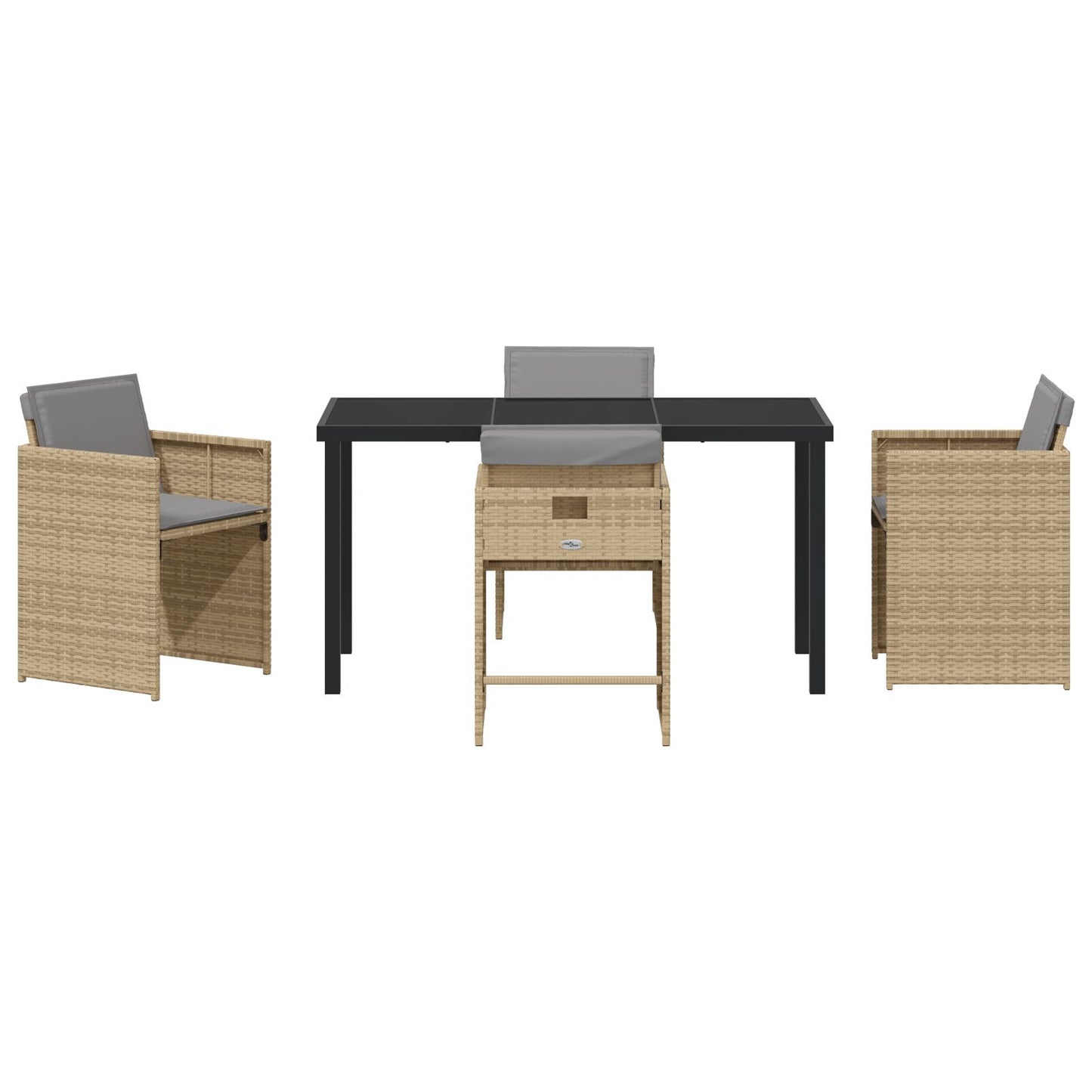 5-Delig Tuin Eetset Met Kussens Beige Poly Rattan