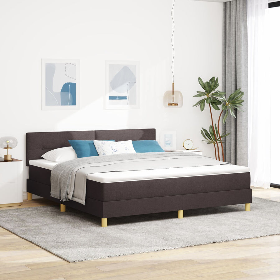 Boxspringbed Met Matras Stof Donkerbruin 180 x 200 cm Knoopgetuft