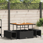 Tuin eettafelset poly rattan zwart