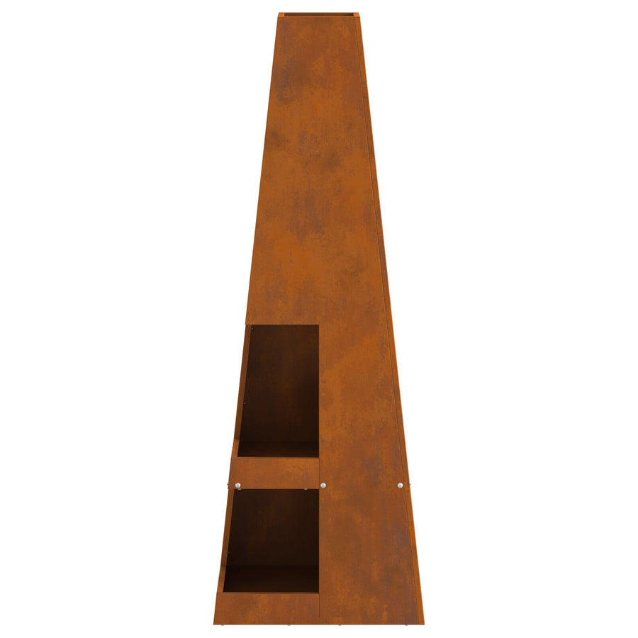 Vuurkorf Met Houtopslag Weerbestendig Staal Verweerd staal/Bruin 35 x 35 x 100 cm