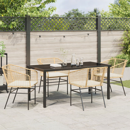 5-Delige Tuin Dining Set Met Kussens Bruin Poly Rattan