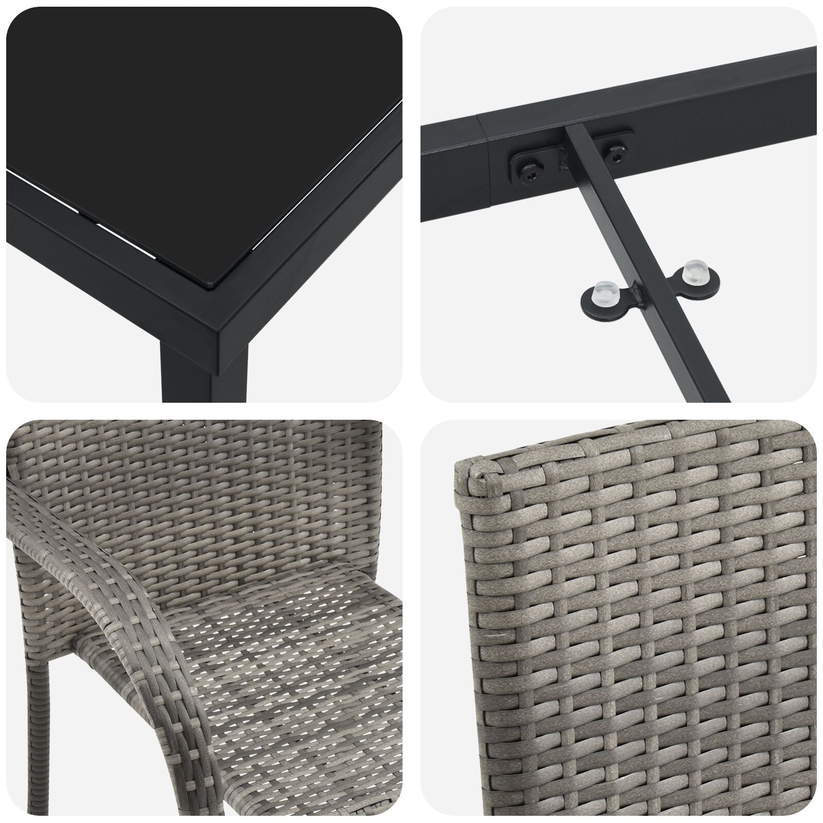 7-Delige Tuinset Grijs Poly Rattan