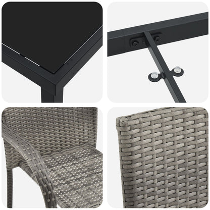 7-Delige Tuinset Grijs Poly Rattan