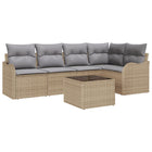 Garden Sofa Set with cushion 6 pcs Beige Poly rattan