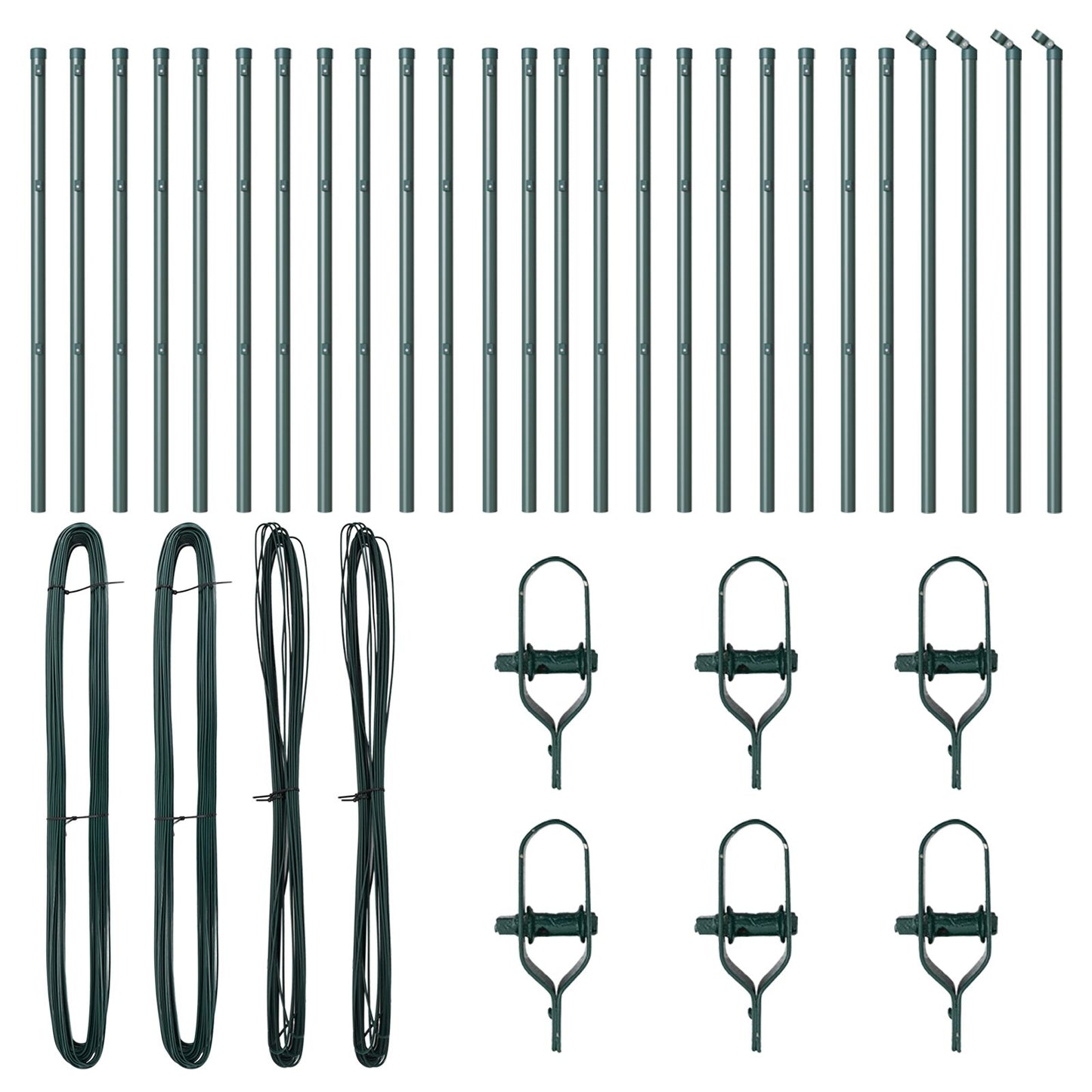 Hekpalen 26 Stuks Ø32 Mm Gegalvaniseerd Staal Groen 100 cm 26x paal