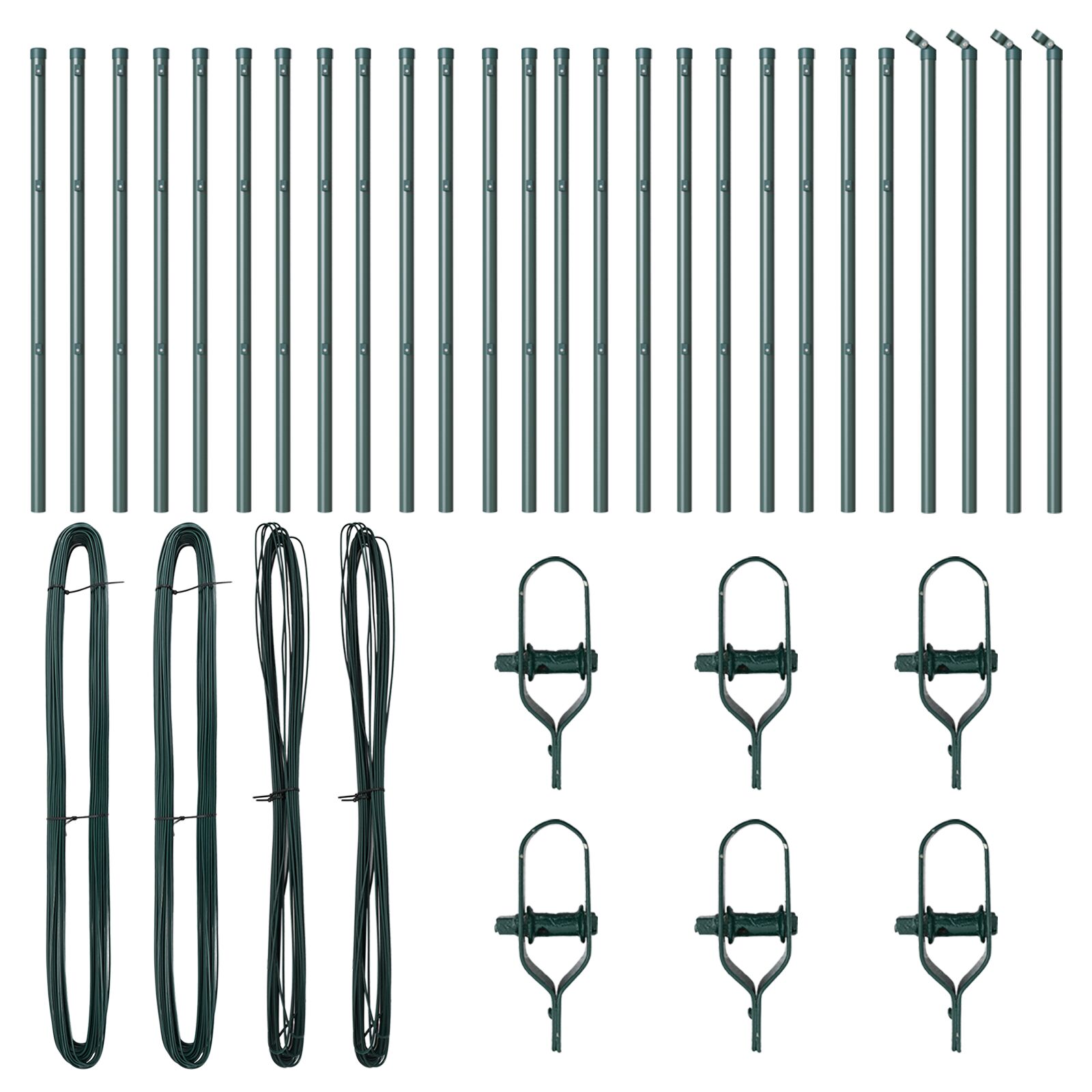 Hekpalen 26 Stuks Ø32 Mm Gegalvaniseerd Staal Groen 100 cm 26x paal