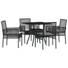 Tuinstoel set poly rattan 4 personen zwart
