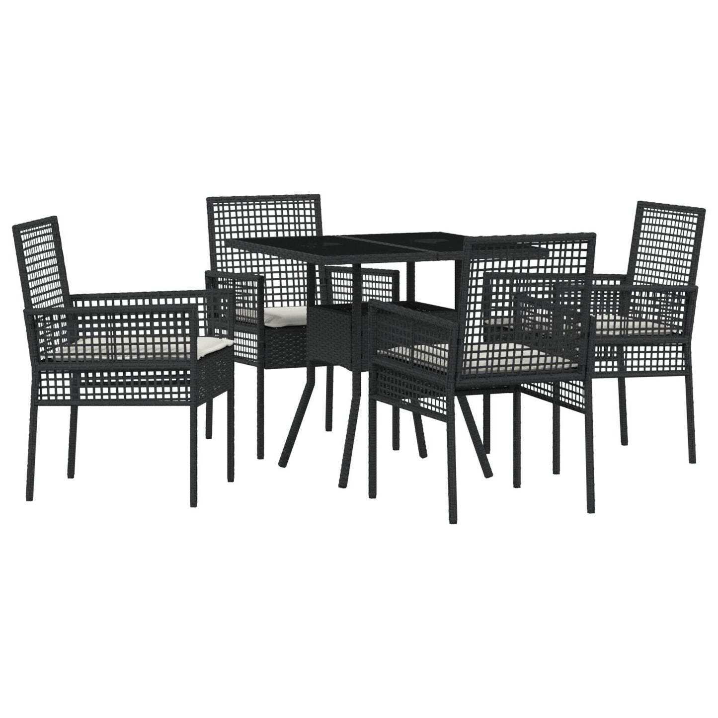 5-delige Tuindining Set Zwart Poly Rattan