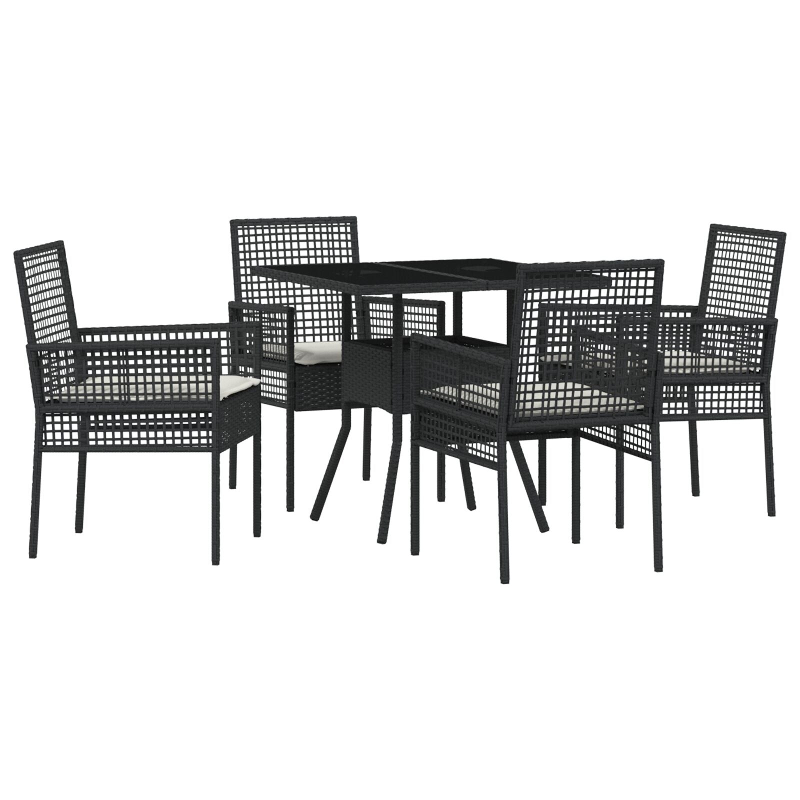5-delige Tuindining Set Zwart Poly Rattan