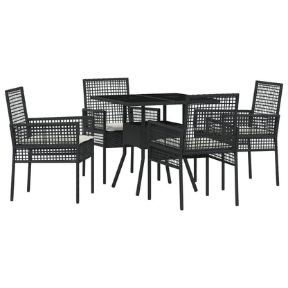 5-delige Tuindining Set Zwart Poly Rattan