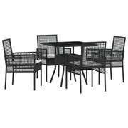 Tuinstoel set poly rattan 4 personen zwart
