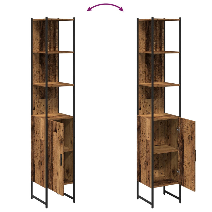 Badkamerkast Oude Hout 33X33X185,5 Cm Ingenieuw Hout