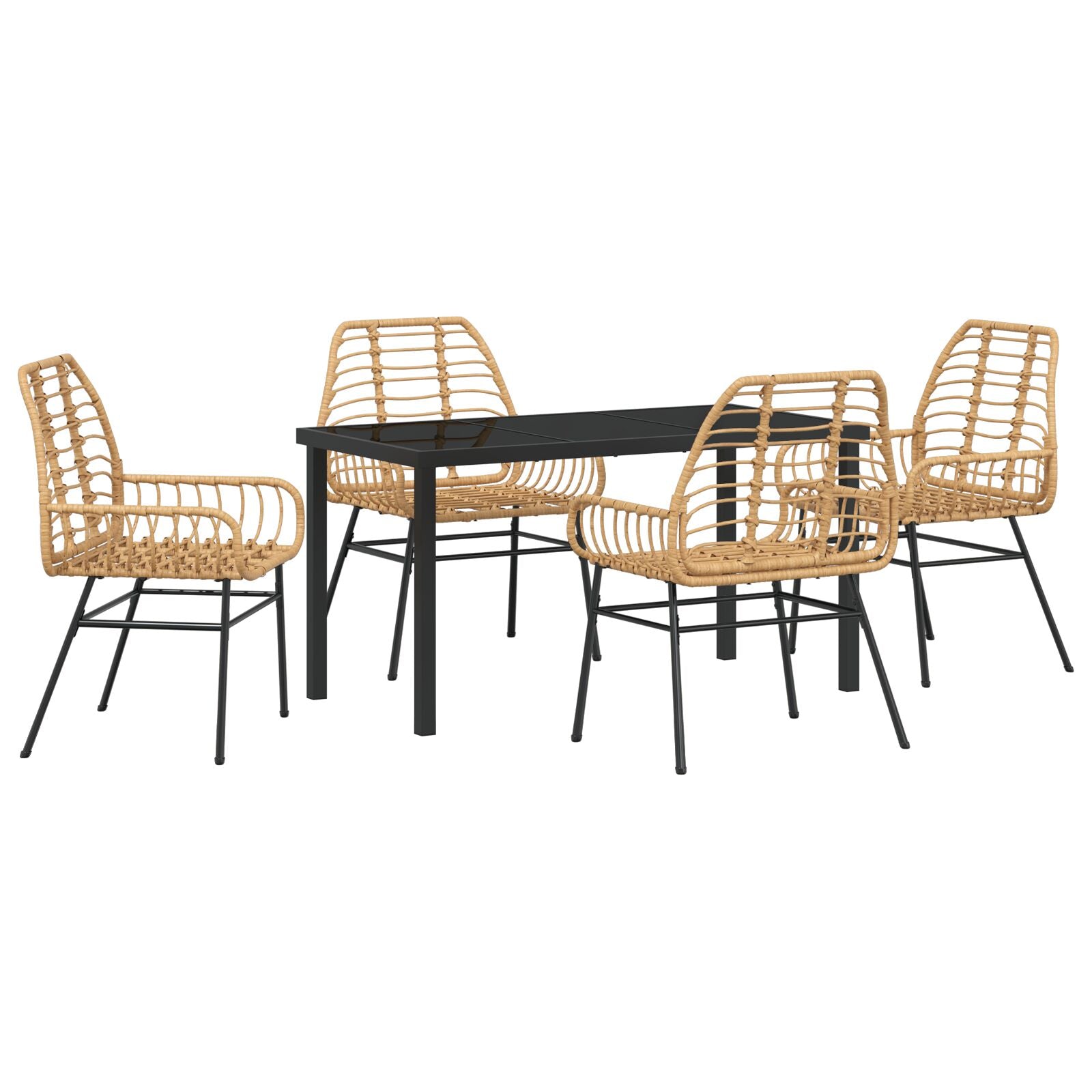5-Delig Tuin Eetset Bruin Poly Rattan