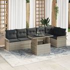Garden Sofa Set with Cushions 7 pcs Light Grey poly rattan