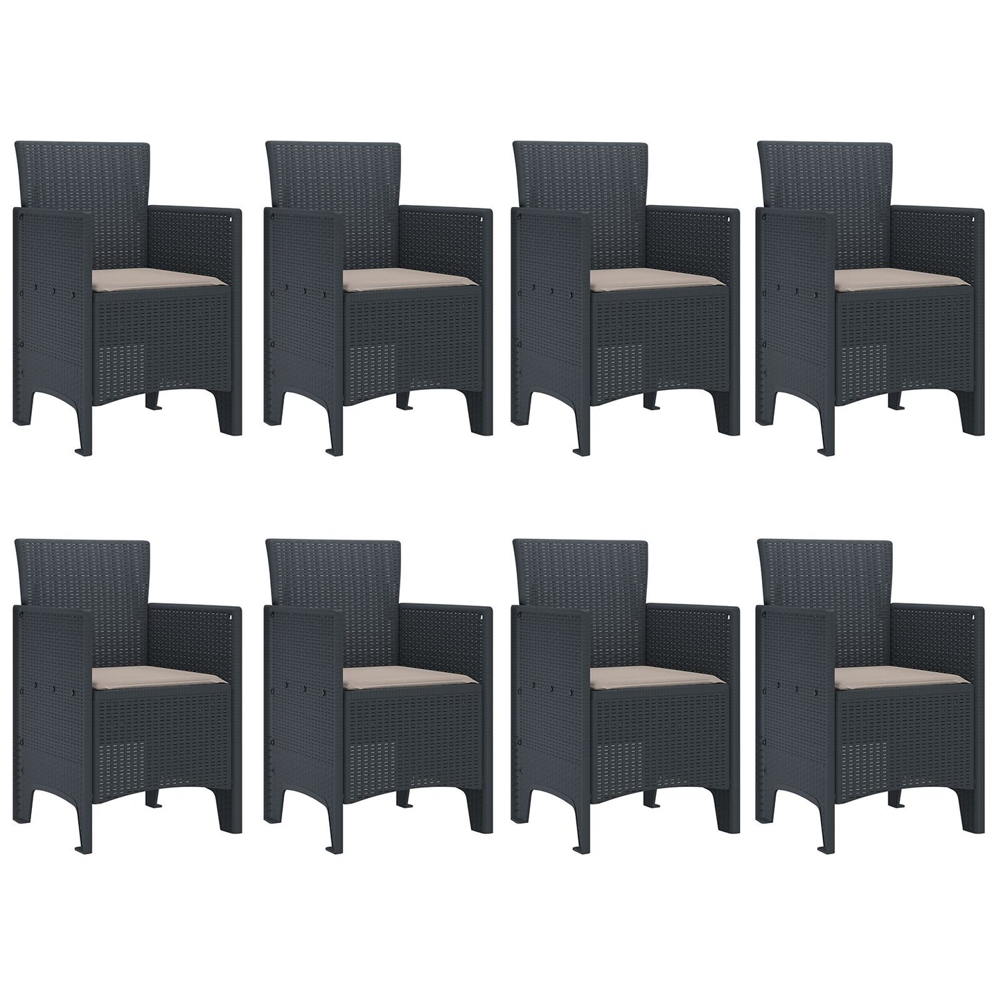 9 Delige Tuin Eettafel Set Met Kussens Anthraciet Poly Rattan