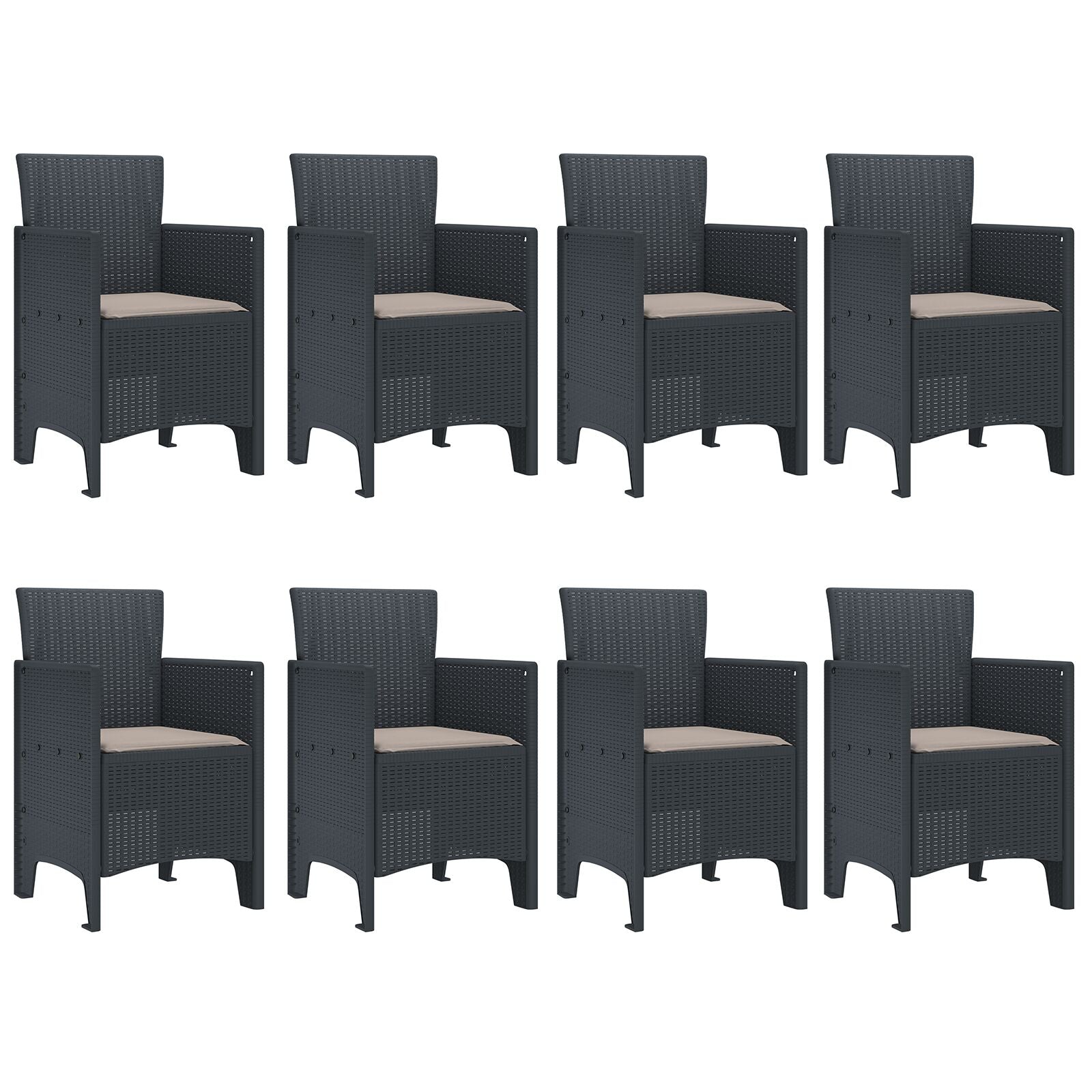 9 Delige Tuin Eettafel Set Met Kussens Anthraciet Poly Rattan